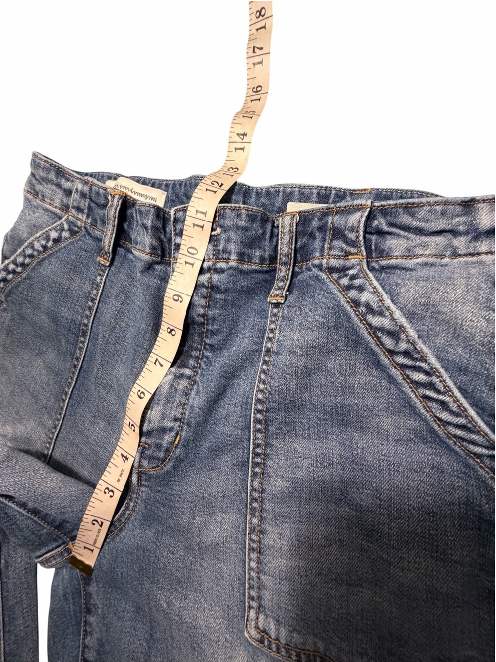 Pilcro and the Letterpress Utility Patch Pocket Wide-Leg Crop Jeans Sz 31 - Picture 11 of 13